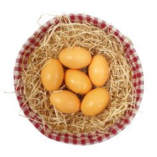 Fake Eggs Brown 6 Pieces Basket