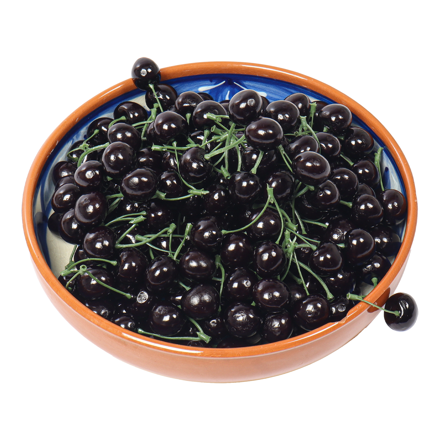 Decoratieve zwarte nepkersen | 6 stuks plastic kersen voor keukens | Decofoodshop.nl