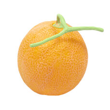 Kunst meloen geel | 15 cm levensechte imitatie meloen met groene steel | Decofoodshop.nl