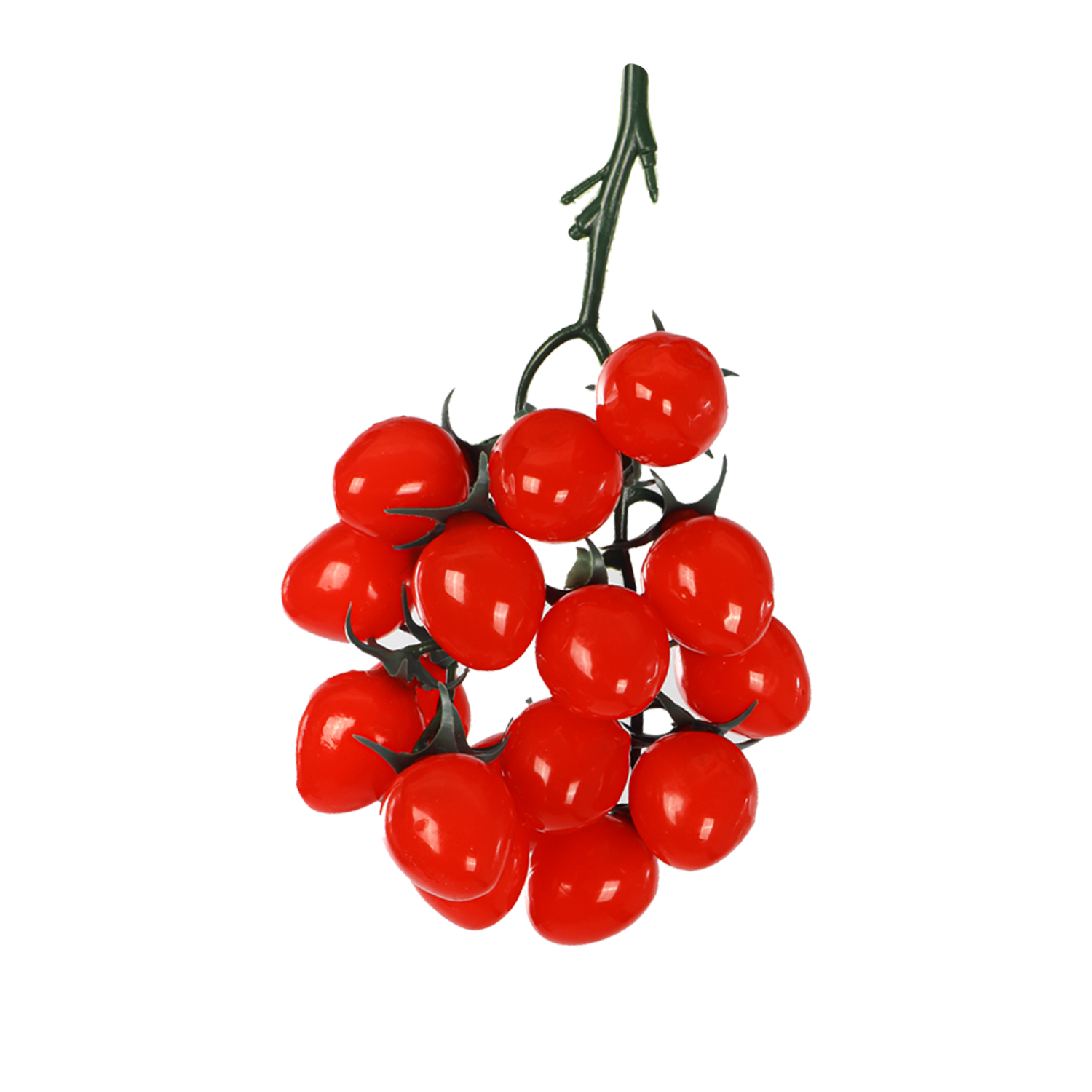 Kunst tros tomaten bundel rood – 16 nep trostomaatjes met groen kroontje voor keukens | Decofoodshop.nl